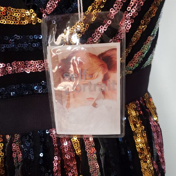 Self-Portrait Striped Sequin Midi Dress - Picture 7 of 14